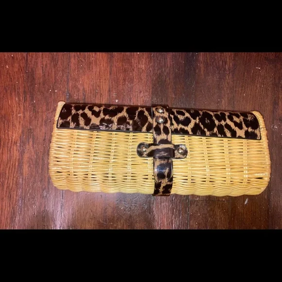 J crew leopard and rattan wicker clutch - Picture 3 of 7